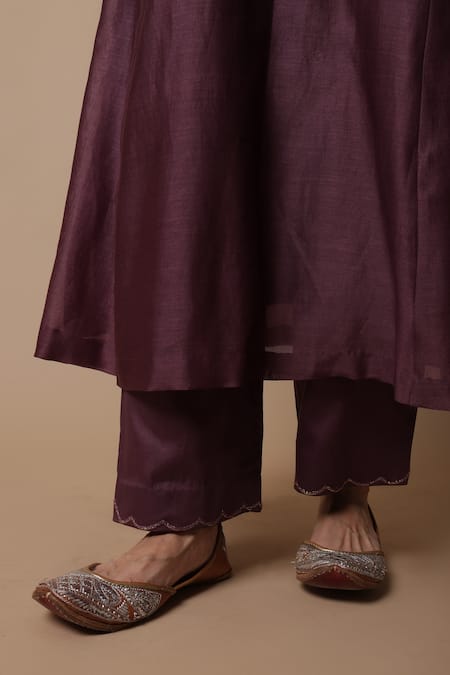 Buy_Rhua_Purple Silk, Cotton, Silk, Tissue, Nimai Kurta Set _Online_at_Aza_Fashions