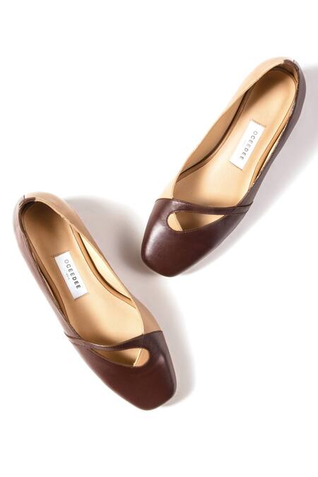 Oceedee_Brown Gwen Colorblock Square Toe Block Heels_Online_at_Aza_Fashions