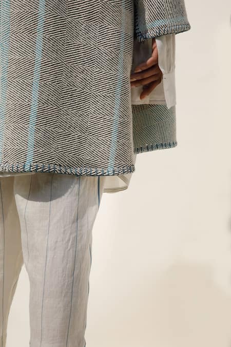 Buy_Urvashi Kaur_Black Handloom Cotton Umi Jacket _Online_at_Aza_Fashions