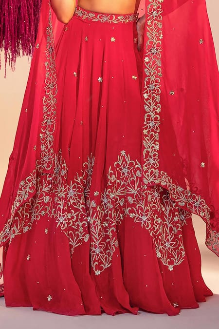 Silky Bindra Pink Organza, Silk Sequins, Crystals V-neck And Embroidered Lehenga Set Online at Aza Fashions Silky Bindra_Pink Organza, Silk Sequins, Crystals V-neck And Embroidered Lehenga Set _Online_at_Aza_Fashions