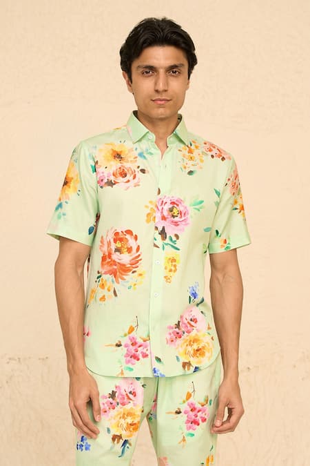 Buy_Chrkha_Brown Beads, Embroidery One Shoulder Metallic Draped Asymmetrical Dress For Kids_Online_at_Aza_Fashions