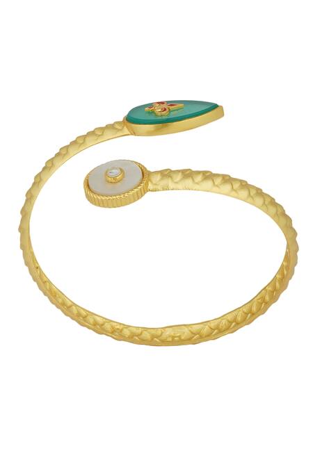 Shop Zariin Gold Plated Stones, Pearls Onyx And Embellished Bracelet Online at Aza Fashions Shop_Zariin_Gold Plated Stones, Pearls Onyx And Embellished Bracelet _Online_at_Aza_Fashions