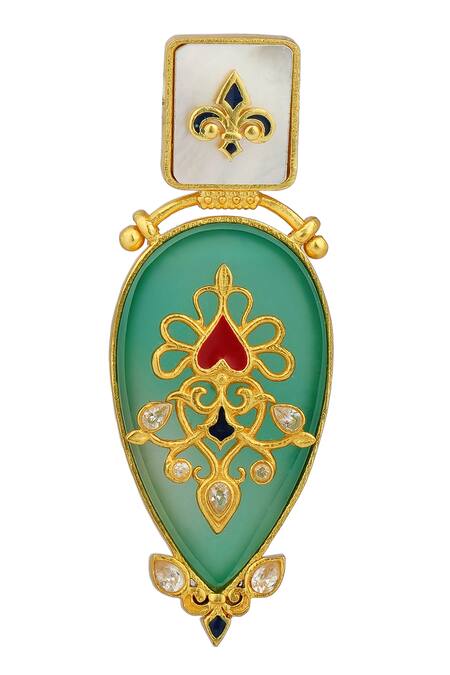 Shop Zariin Green Crystals, Stones Onyx Embellished Earrings Online at Aza Fashions Shop_Zariin_Green Crystals, Stones Onyx Embellished Earrings _Online_at_Aza_Fashions