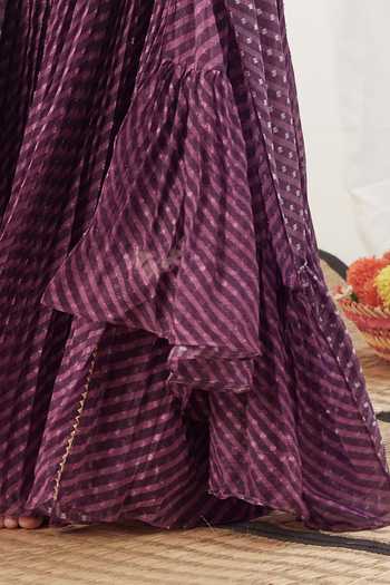 Vivedkids Purple Chiffon Gota Patti Stripe Pattern Pleated Lehenga Set at Aza Fashions Vivedkids_Purple Chiffon Gota Patti Stripe Pattern Pleated Lehenga Set _at_Aza_Fashions