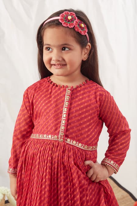 Vivedkids Red Chiffon Gota Patti, Sequins, Stripe Pattern Peplum Top And Lehenga Set Online at Aza Fashions Vivedkids_Red Chiffon Gota Patti, Sequins, Stripe Pattern Peplum Top And Lehenga Set _Online_at_Aza_Fashions