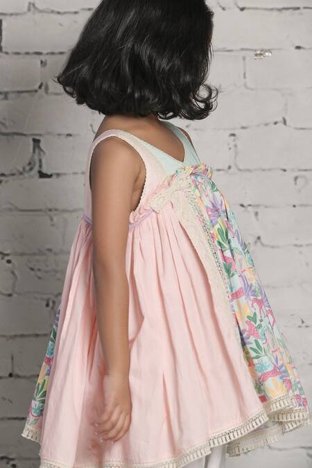 Buy_Little Shiro_Multi Color , Satin Side Block Panel Kurta With Salwar_Online_at_Aza_Fashions