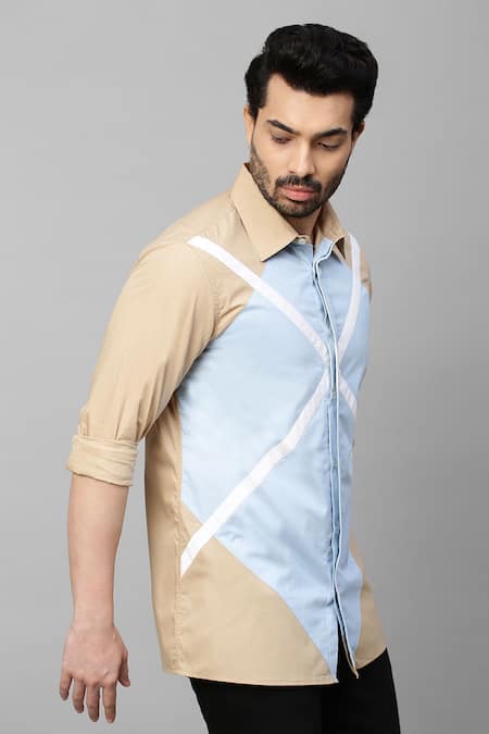 Shop_Echke_Brown Cotton Geometric Pattern Shirt _Online_at_Aza_Fashions