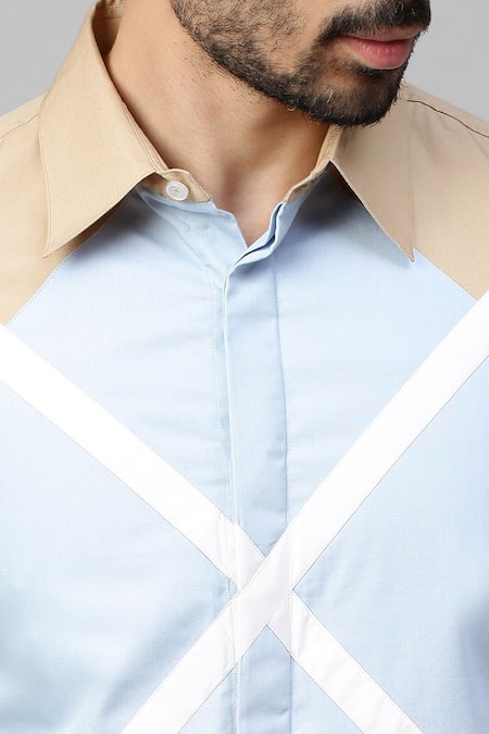 Echke_Brown Cotton Geometric Pattern Shirt _at_Aza_Fashions