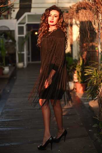 Buy_Echke_Black Polyester Round Neck Fringe Detail Dress _Online_at_Aza_Fashions