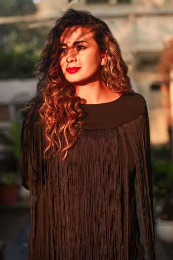 Shop_Echke_Black Polyester Round Neck Fringe Detail Dress _Online_at_Aza_Fashions