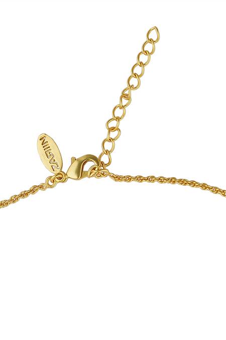 Shop_ZARIIN_Green Onyx Embellished Pendant Necklace _Online_at_Aza_Fashions