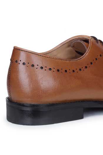 Buy_Hats Off Accessories_Brown Genuine Leather Hole Cut Oxford Shoes_Online_at_Aza_Fashions