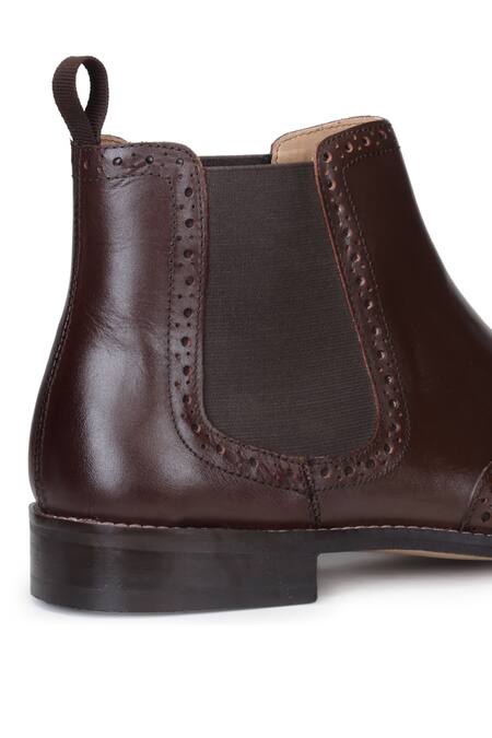 Shop_Hats Off Accessories_Brown Genuine Leather Burnish Chelsea Boots_Online_at_Aza_Fashions