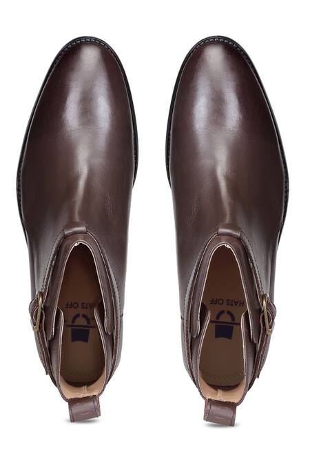 Buy_Hats Off Accessories_Brown Genuine Leather High Ankle Boots_Online_at_Aza_Fashions