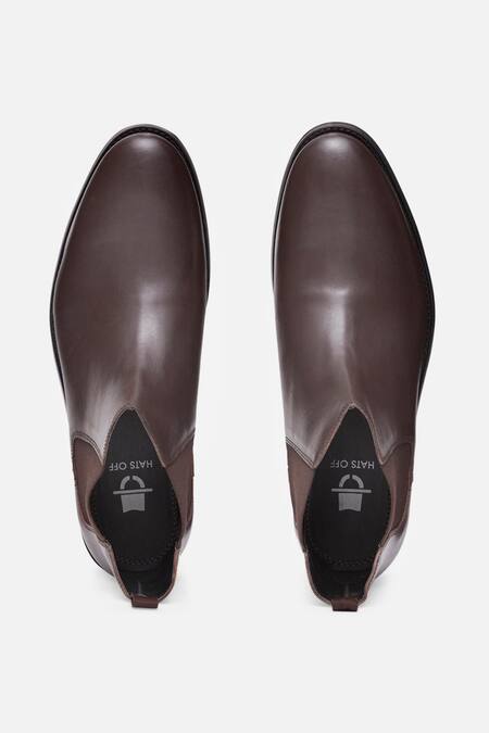 Hats Off Accessories_Brown Genuine Leather Chelsea Boots_Online_at_Aza_Fashions