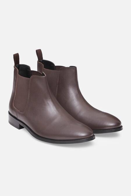 Buy_Hats Off Accessories_Brown Genuine Leather Chelsea Boots_Online_at_Aza_Fashions