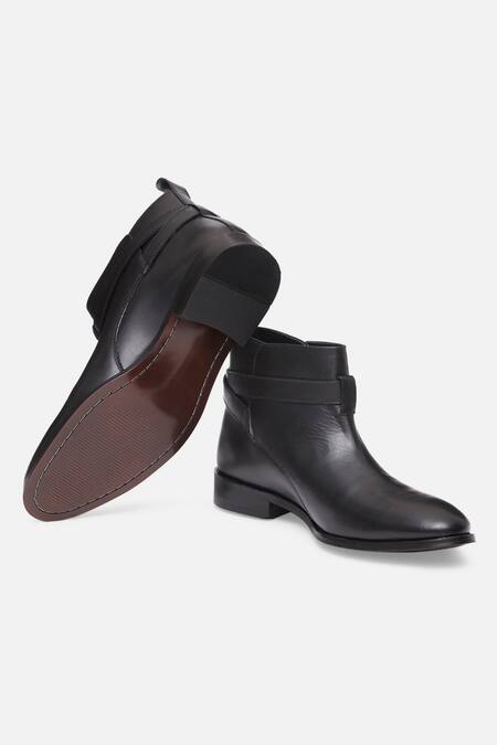 Buy_Hats Off Accessories_Black Genuine Leather Buckle Ankle Boots_Online_at_Aza_Fashions