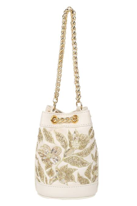 Buy_The Leather Garden_Ivory Holly Leather Mini Bucket Bag_Online_at_Aza_Fashions