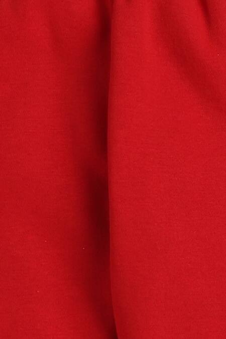 Buy_Knitting Doodles_Red Fleece Printed Hooray Jacket And Joggers Set