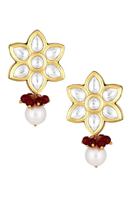 HRISHA_Gold Plated Pearls, Diamonds Hand Painted Meenakari Choker Set_at_Aza_Fashions