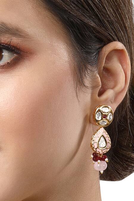 Buy_HRISHA_Gold Plated Beads, Metallic Thread Multi-layered Beaded Choker Set 