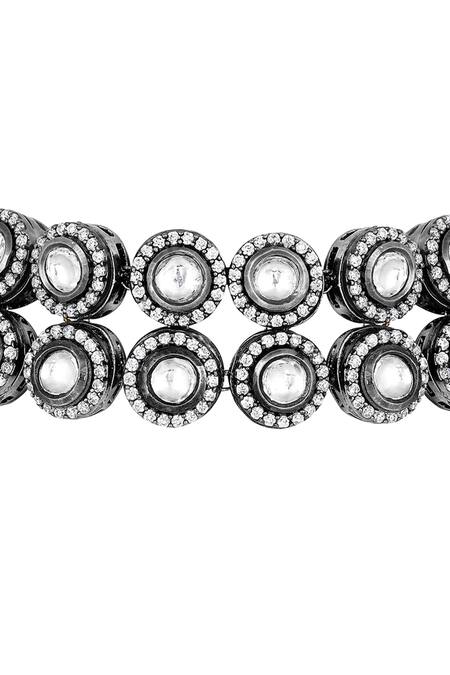 Buy_HRISHA_Gold Plated Crystals, Diamonds, Stones Embellished Choker Set _Online_at_Aza_Fashions