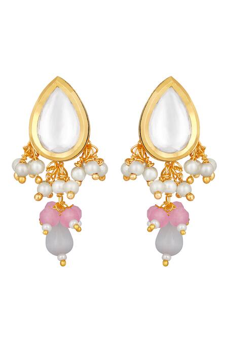 Shop_HRISHA_Gold Plated Diamonds, Beads, Stones Monalisa Embellished Necklace Set_Online_at_Aza_Fashions