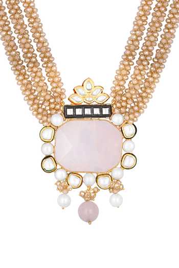 Buy_HRISHA_Black Embellished Shell Pearl Necklace Set_Online_at_Aza_Fashions