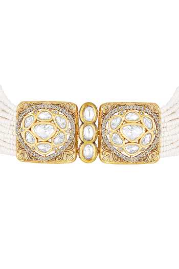 Buy HRISHA Cream Crystals, Pearls Embellished Necklace Set Online at Aza Fashions Buy_HRISHA_Cream Crystals, Pearls Embellished Necklace Set _Online_at_Aza_Fashions