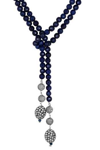 HRISHA_Black Agate Stone Embellished Chain _Online_at_Aza_Fashions