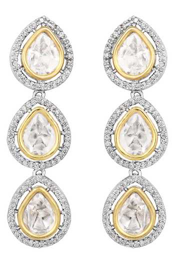 Shop_HRISHA_Cream Diamond Kundan Polki And Kidiya Moti Pear Shaped Choker Necklace Set_Online_at_Aza_Fashions