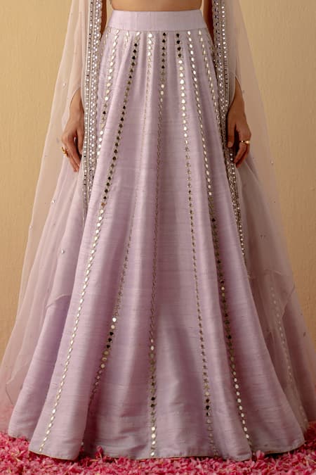 Mint Blush Purple Silk, Organza Sequins, Cut Work, Mirror Embroidered Lehenga Set With Cape Online at Aza Fashions Mint Blush_Purple Silk, Organza Sequins, Cut Work, Mirror Embroidered Lehenga Set With Cape _Online_at_Aza_Fashions