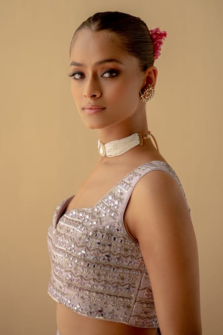 Shop Mint Blush Purple Silk, Organza Sequins, Cut Work, Mirror Embroidered Lehenga Set With Cape Online at Aza Fashions Shop_Mint Blush_Purple Silk, Organza Sequins, Cut Work, Mirror Embroidered Lehenga Set With Cape _Online_at_Aza_Fashions