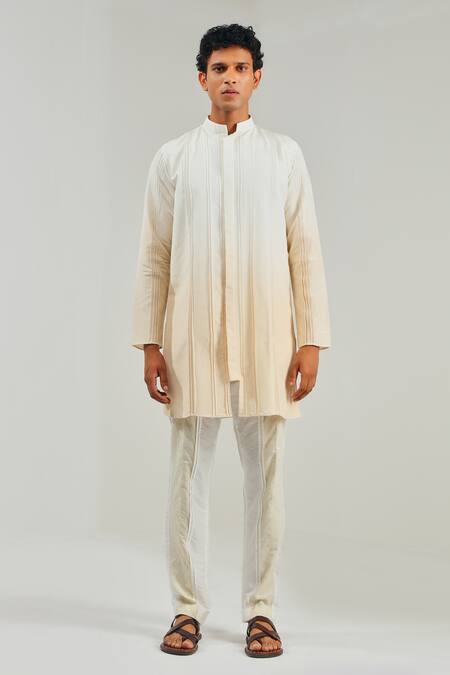 Buy_Shreyansh Designs_White Cotton Silk Ombre Kurta _Online_at_Aza_Fashions