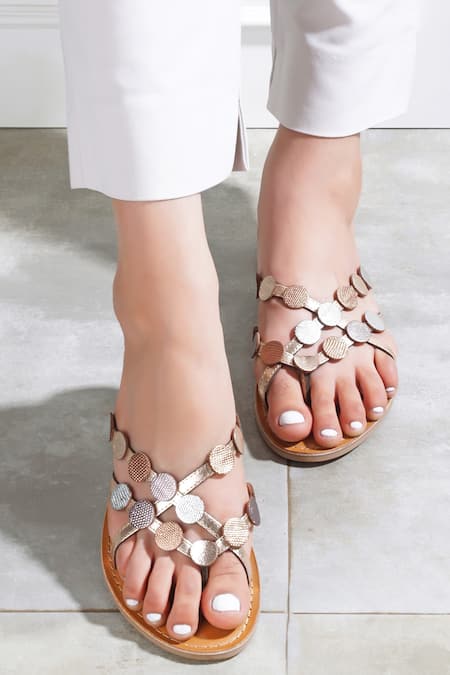 Buy_Nine By Janine_Multi Color Embroidery Holo Embossed Leather Heels _Online_at_Aza_Fashions