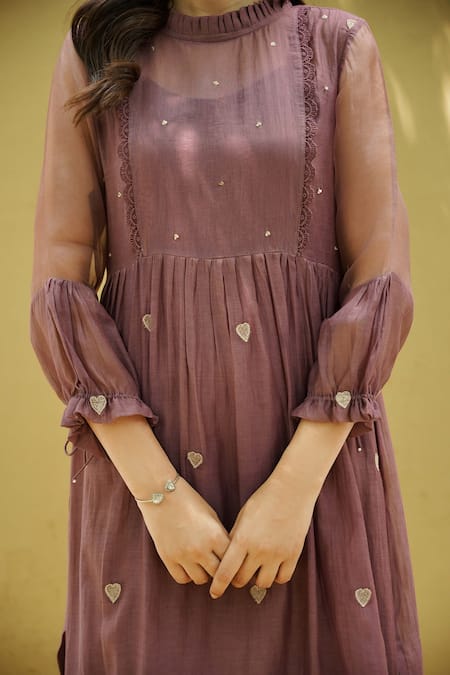 Buy Naaz By Noor Purple Cotton, Organza, Chanderi Heart Patch Round 3d Long Kurta And Pant Set Online at Aza Fashions Buy_Naaz By Noor_Purple Cotton, Organza, Chanderi Heart Patch Round 3d Long Kurta And Pant Set _Online_at_Aza_Fashions