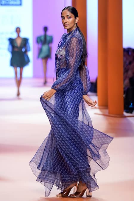 Shop_Pankaj & Nidhi_Purple Cape Organza, Inner Jersey, Pants Satin Twill Dawn Printed And Set_Online_at_Aza_Fashions