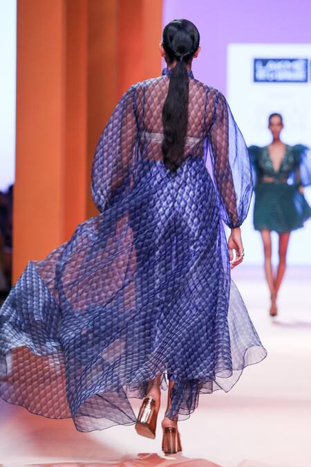 Buy_Pankaj & Nidhi_Purple Cape Organza, Inner Jersey, Pants Satin Twill Dawn Printed And Set