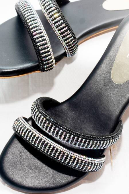 Foot Fuel Black Lucas Rhinestone Studded Flats Online at Aza Fashions Foot Fuel_Black Lucas Rhinestone Studded Flats _Online_at_Aza_Fashions