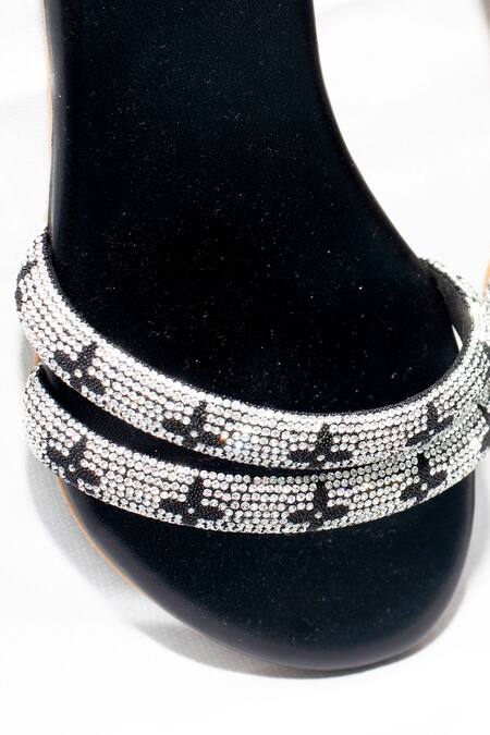 Buy Foot Fuel Black Willa Rhinestone Embellished Strappy Flats Online at Aza Fashions Buy_Foot Fuel_Black Willa Rhinestone Embellished Strappy Flats _Online_at_Aza_Fashions
