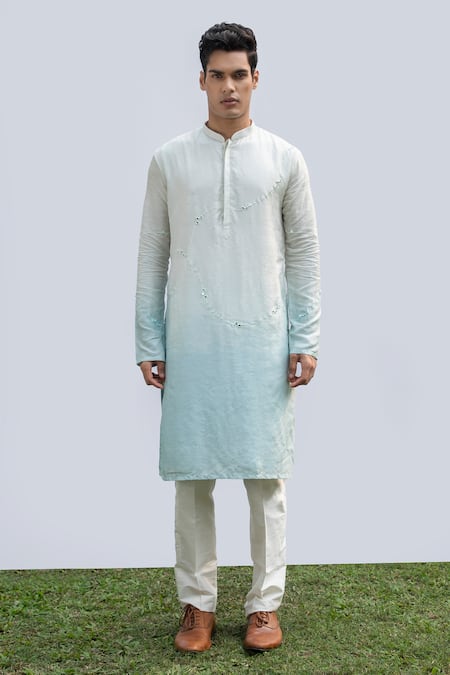 Buy Kaka Calcutta Blue Bamboo, Cotton, Silk Mirrors Ombre Work Kurta Set Online at Aza Fashions Buy_Kaka Calcutta_Blue Bamboo, Cotton, Silk Mirrors Ombre Work Kurta Set _Online_at_Aza_Fashions