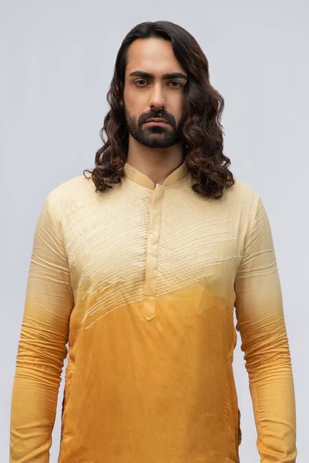 Buy Kaka Calcutta Yellow Bamboo, Cotton, Silk Embroidery Abstract Kurta Set Online at Aza Fashions Buy_Kaka Calcutta_Yellow Bamboo, Cotton, Silk Embroidery Abstract Kurta Set _Online_at_Aza_Fashions