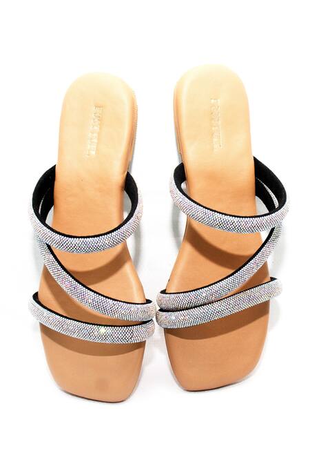 Foot Fuel Cream Cecillia Stone Embellished Strappy Flats Online at Aza Fashions Foot Fuel_Cream Cecillia Stone Embellished Strappy Flats _Online_at_Aza_Fashions