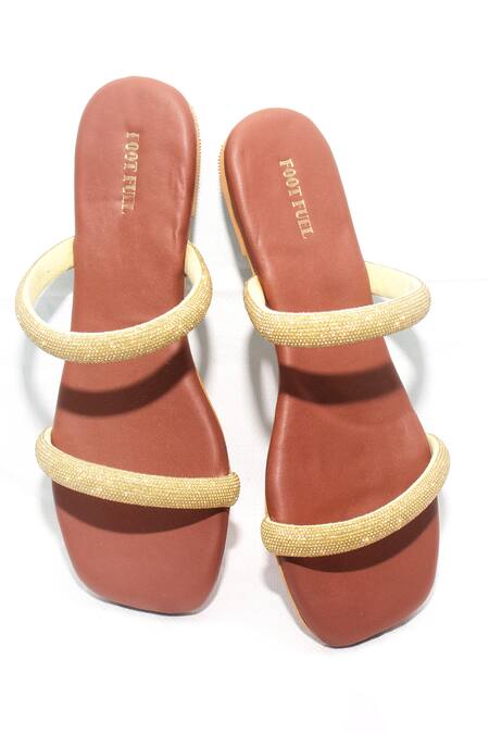 Foot Fuel Brown Maali Rhinestone Embellished Flats Online at Aza Fashions Foot Fuel_Brown Maali Rhinestone Embellished Flats _Online_at_Aza_Fashions