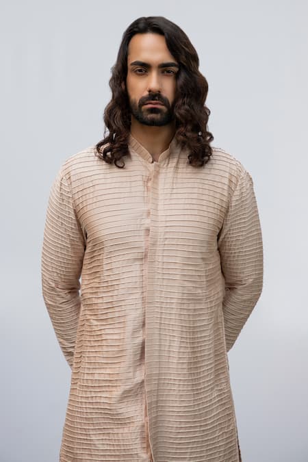 Kaka Calcutta Pink Bamboo, Cotton, Silk Embroidery Asymmetric Hem Kurta Set Online at Aza Fashions Kaka Calcutta_Pink Bamboo, Cotton, Silk Embroidery Asymmetric Hem Kurta Set _Online_at_Aza_Fashions