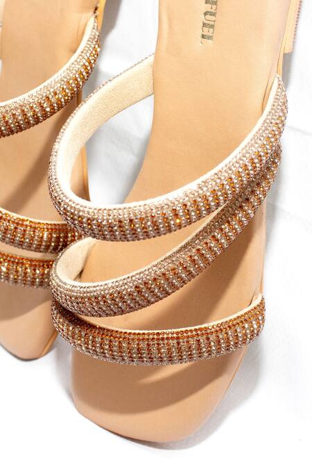 Foot Fuel Cream Evelyn Stone Embellished Strappy Flats Online at Aza Fashions Foot Fuel_Cream Evelyn Stone Embellished Strappy Flats _Online_at_Aza_Fashions