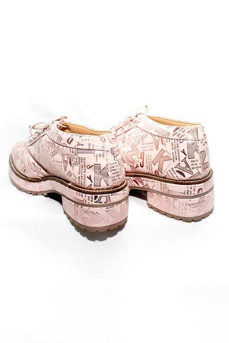 Shop Foot Fuel Pink Jacie Typography Pattern Shoes Online at Aza Fashions Shop_Foot Fuel_Pink Jacie Typography Pattern Shoes _Online_at_Aza_Fashions