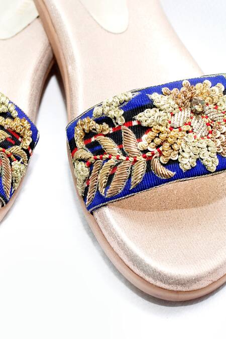 Foot Fuel Gold Lillian Embroidered Flats Online at Aza Fashions Foot Fuel_Gold Lillian Embroidered Flats _Online_at_Aza_Fashions