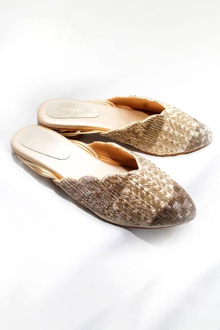 Foot Fuel Cream Elodie Embroidered Mules Online at Aza Fashions Foot Fuel_Cream Elodie Embroidered Mules _Online_at_Aza_Fashions