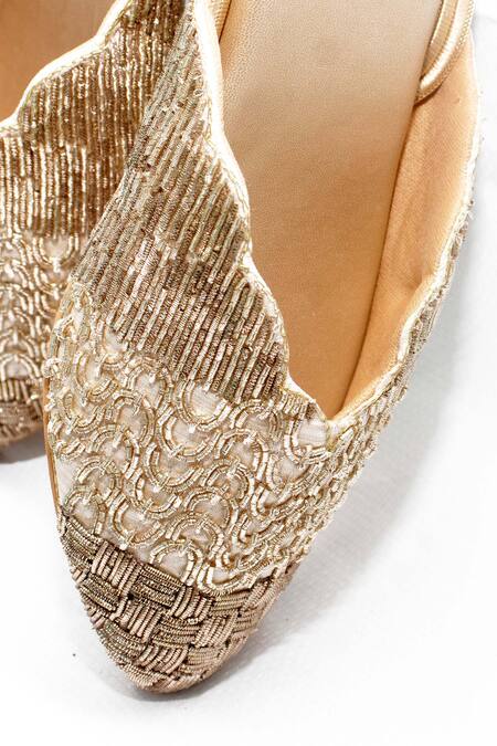 Buy Foot Fuel Cream Elodie Embroidered Mules Online at Aza Fashions Buy_Foot Fuel_Cream Elodie Embroidered Mules _Online_at_Aza_Fashions